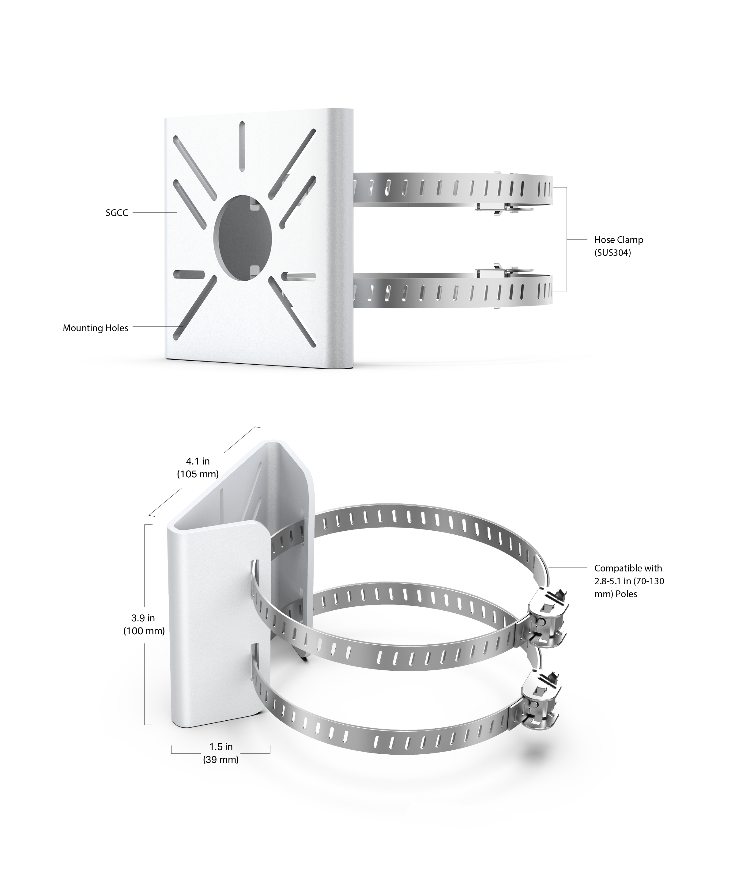 Скоба за монтаж на стълб за мрежова камера TP-Link VIGI VMB-350-photo 4