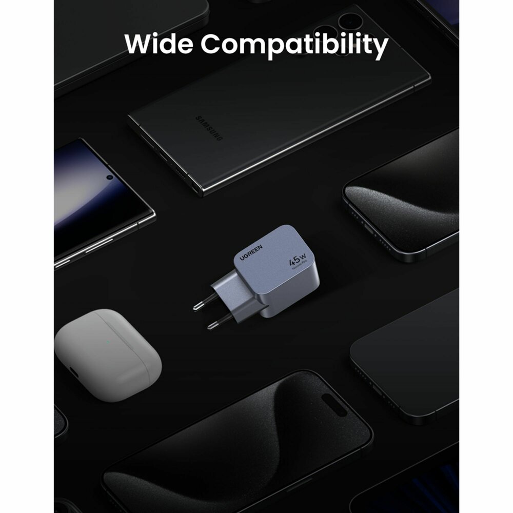 Зарядно устройство Ugreen X707 NEXODE PRO 35008, 220V 2xUSB-C, GaN, 45W-photo 2