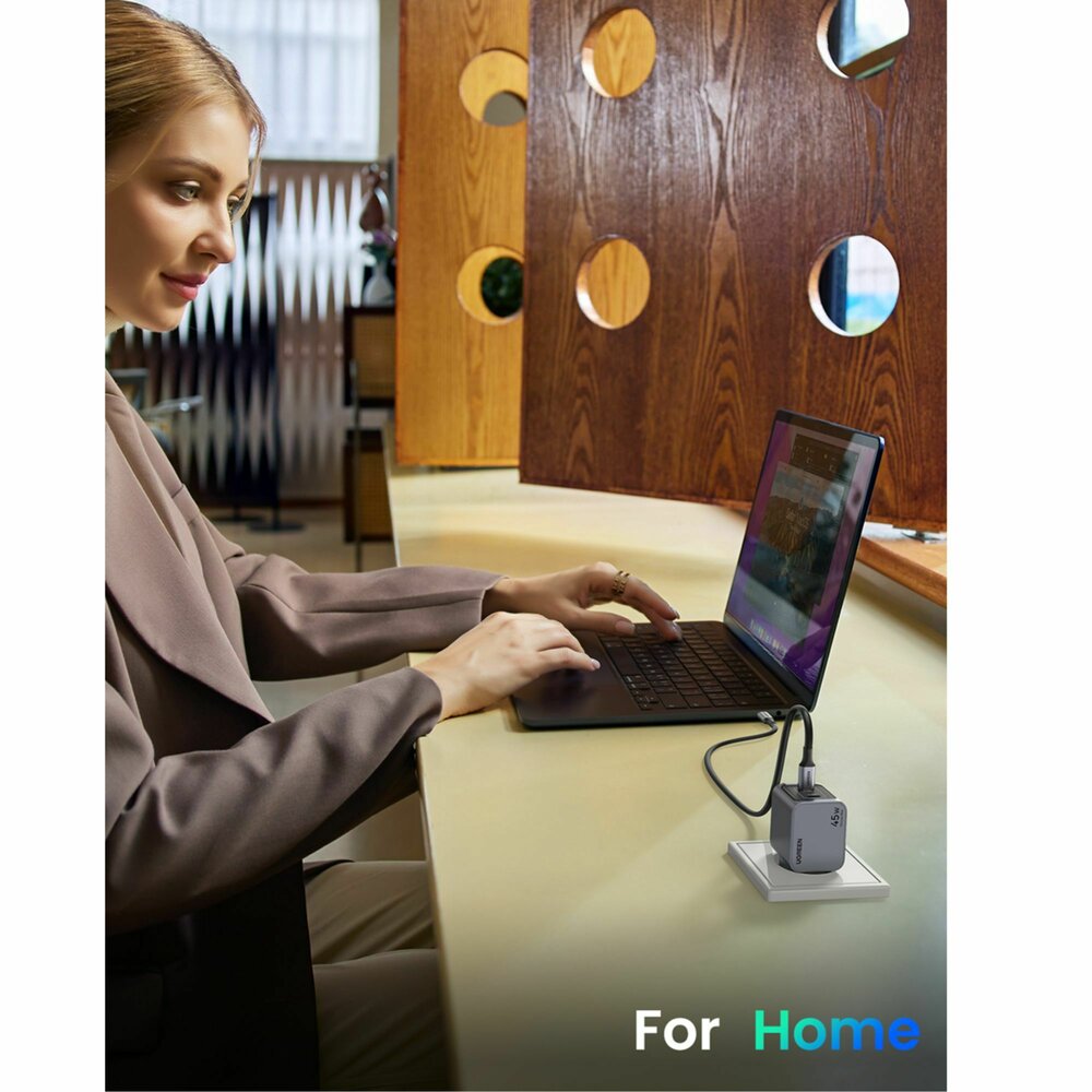 Зарядно устройство Ugreen X707 NEXODE PRO 35008, 220V 2xUSB-C, GaN, 45W-photo 6