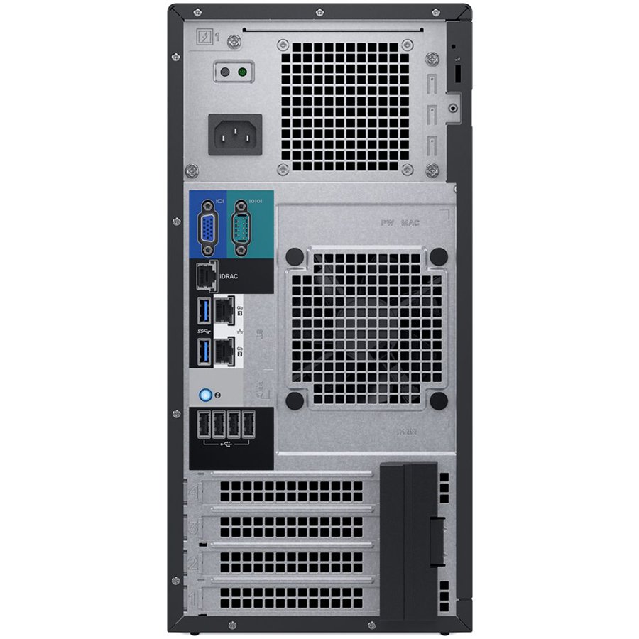 PowerEdge T140,Intel Core i3 8100 3.6GHz 6M cache 4C/4T,3.5" Chassis up to 4 Cabled HDD and Software Raid,8GB 2666MT/s DDR4 ECC UDIMM,iDrac9 Bas.,1TB SATA 6Gbps 3.5"Cabled HDD,Embedded SATA,DVD+/-RW,TPM 1.2,On-Board LOM,3Y NBD-photo 1