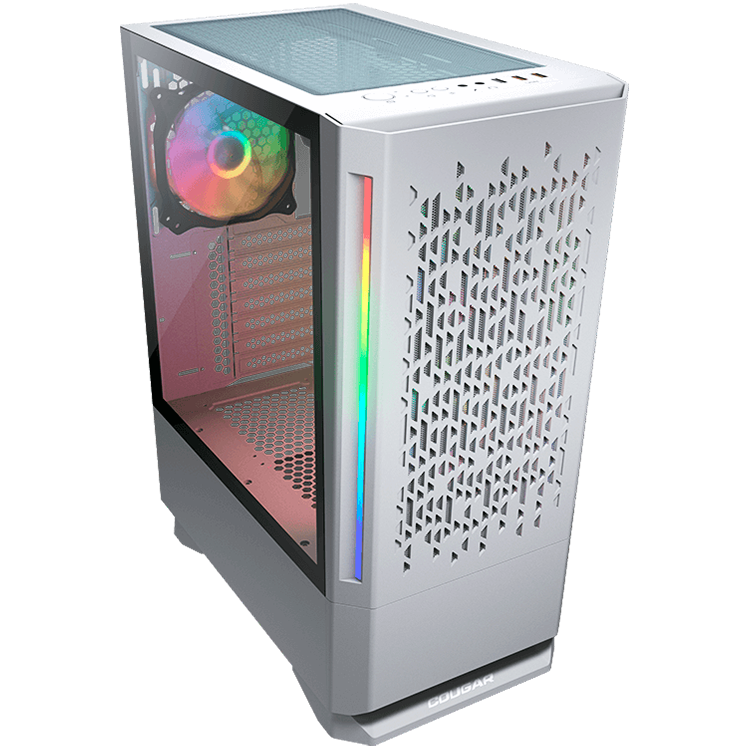 COUGAR MX430 Air RGB (White), Mid Tower, Mini ITX / Micro ATX / ATX, USB 3.0 x 2, USB 2.0 x 1, Mic x 1 / Audio x 1, Reset Button, RGB Button, 3x ARGB-photo 1