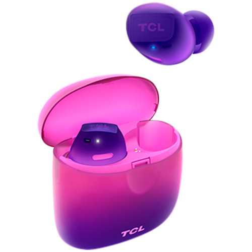 TCL In-Ear True Wireless Bluetooth Headset, Frequency of response 9-22K, Sensitivity 100 dB, Driver Size 5.8mm, Impedence 13 Ohm, Max power input 20mW, Playtime 6.5h/26h, IPX4, Bluetooth 5.0, A2DP, AVRCP, HFP, HS, USB-C, Color Sunrise Purple-photo 3