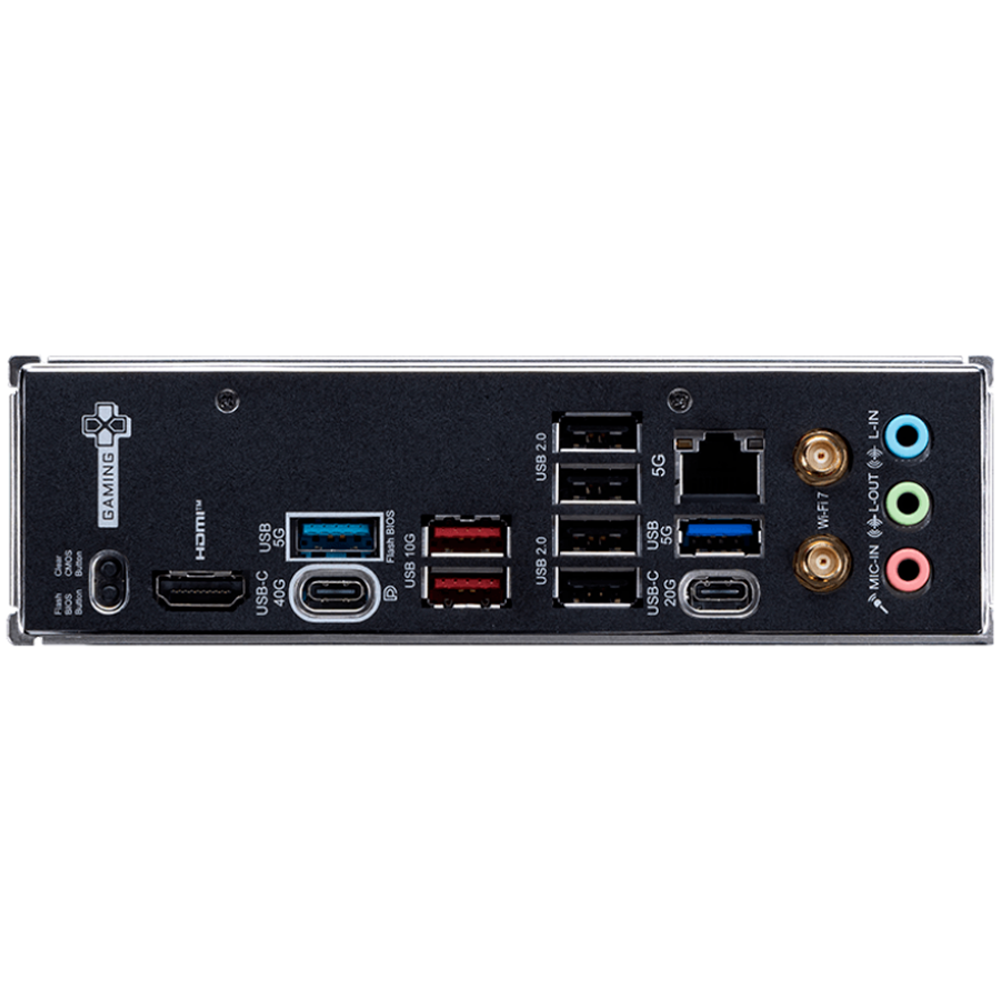 MSI X870E GAMING PLUS WIFI, ATX, Socket AM5, 4x DDR5 Dual Channel DDR5 up to 8200(OC)MHz, 3x PCIe x16 slot, 3x M.2 slot, 4x USB 2.0, 2x USB 5Gbps, 2x USB 10Gbps, 1x 20Gbps Type-C, 1x 40Gbps Type-C, HDMI, 7.1 HD Audio, 5G LAN, WiFI 7, BT, 3Y-photo 3