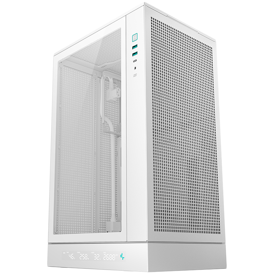 DeepCool CH270 DIGITAL WH, Mini Tower, Mini-ITX/Micro-ATX, 2xUSB3.0, 1xType-C Gen 2, 1xAudio/Mic, Mesh Panel, White, R-CH270-WHNDM0-G-1, 2Y-photo 1