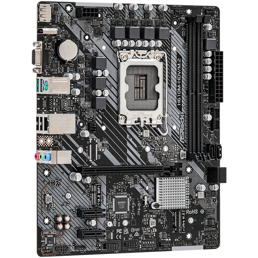 ASROCK Main Board Desktop H610M-HDV/M.2 (S1700, 2x DDR4, 1x PCIe x16, 2x PCIe x1, 4x SATA3 6.0Gb/s, 1x m.2 PCIe, 4x USB 3.2, 5x USB 2.0, 1x Com port header, 1x VGA, 1x HDMI, 1x DP 1.4, 1x GLAN, mATX) Retail-photo 1