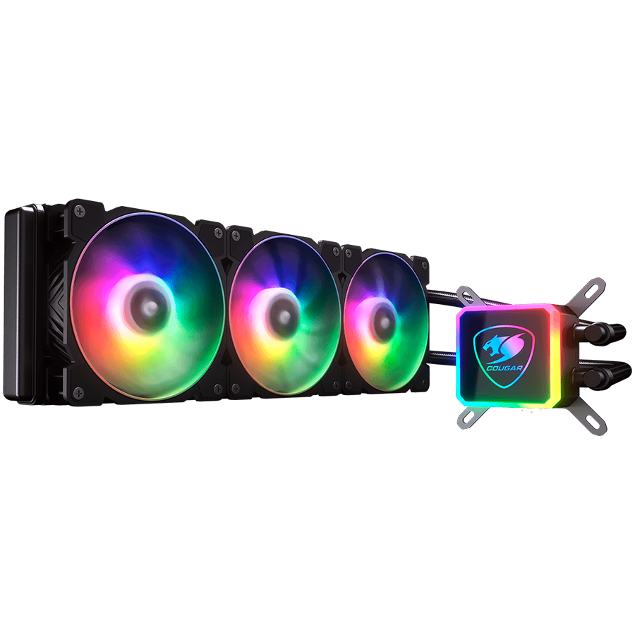 COUGAR AQUA 360, ARGB , Intel Socket LGA 775 / 1150 / 1151 / 1155 / 1156 / 1366 / 1200 / 2011 / 2066 (Core i3 / i5 / i7 / i9 CPU) AMD TR4 / AM4 / FM2 / FM1 / AM3+ / AM3 / AM2+ / AM2 CPU, Dimensions (WxDxH) 394 x 120 x 27mm, 5 years warranty