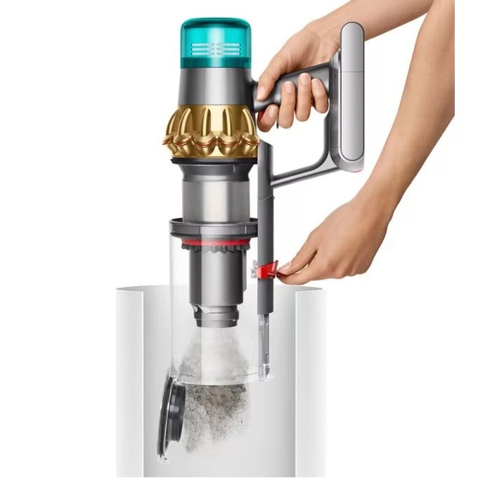 Прахосмукачка Dyson V15 Detect Absolute Gold, вертикална/ръчна, безжична, 0.77 л. капацитет на контейнера, до 60 минути време на работа, HEPA филтър, циклонна технология, 3 режима, сива, 447000-01-photo 1