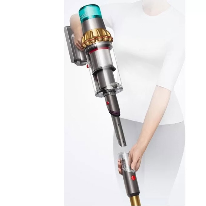 Прахосмукачка Dyson V15 Detect Absolute Gold, вертикална/ръчна, безжична, 0.77 л. капацитет на контейнера, до 60 минути време на работа, HEPA филтър, циклонна технология, 3 режима, сива, 447000-01-photo 2