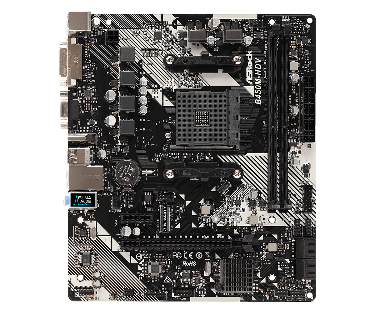 Дънна платка ASROCK B450M-HDV R4.0 / AM4 - 63011-photo 1