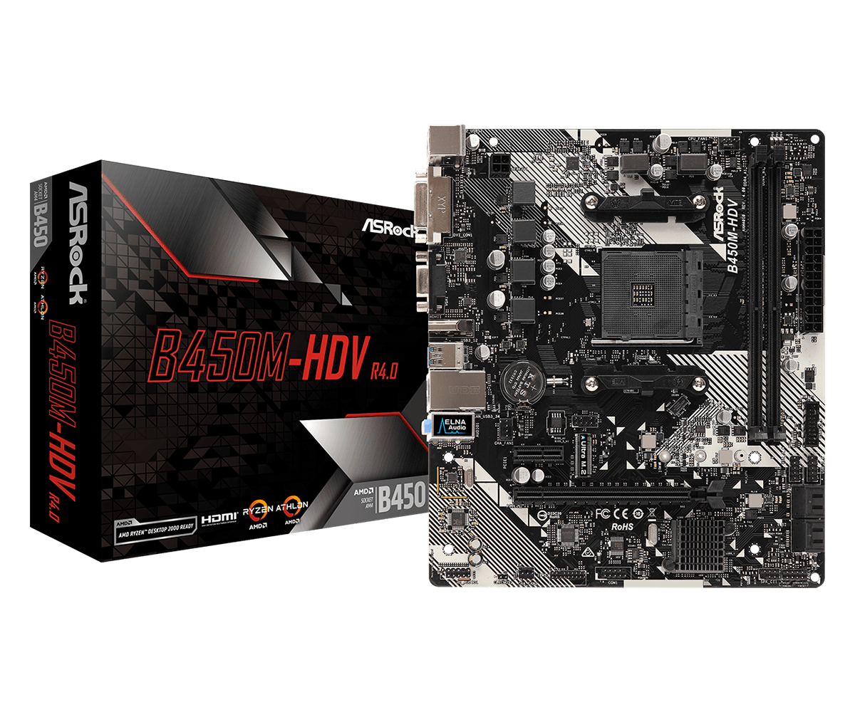 Дънна платка ASROCK B450M-HDV R4.0 / AM4 - 63011