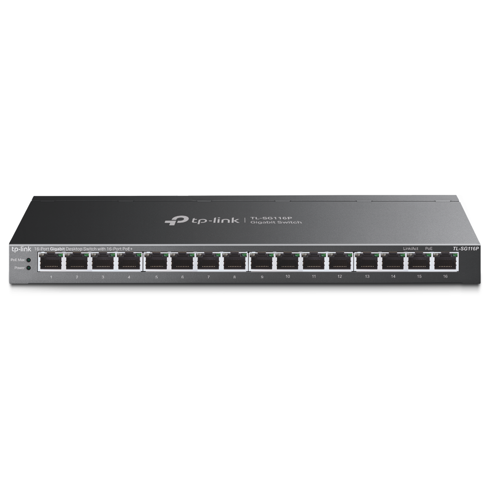 16-портов гигабитов комутатор TP-Link TL-SG116P с 16-портов PoE+