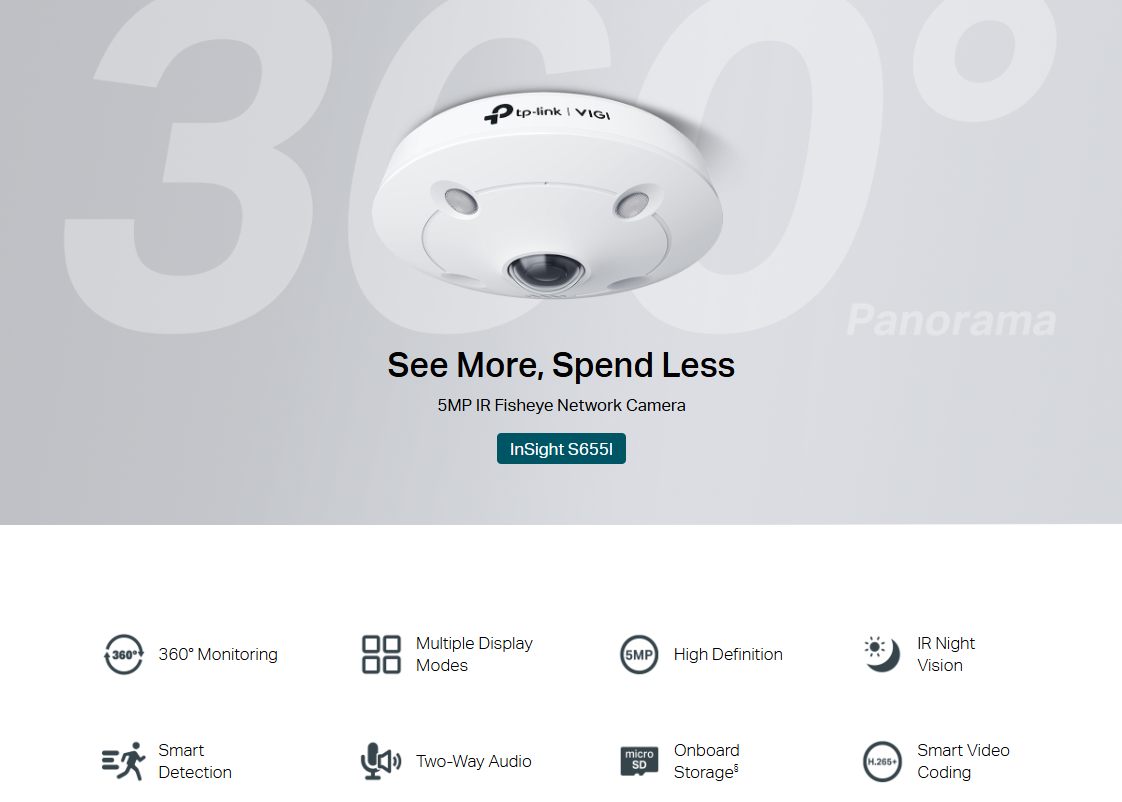 5MP IR мрежова камера TP-Link VIGI InSight S655I Fisheye-photo 6