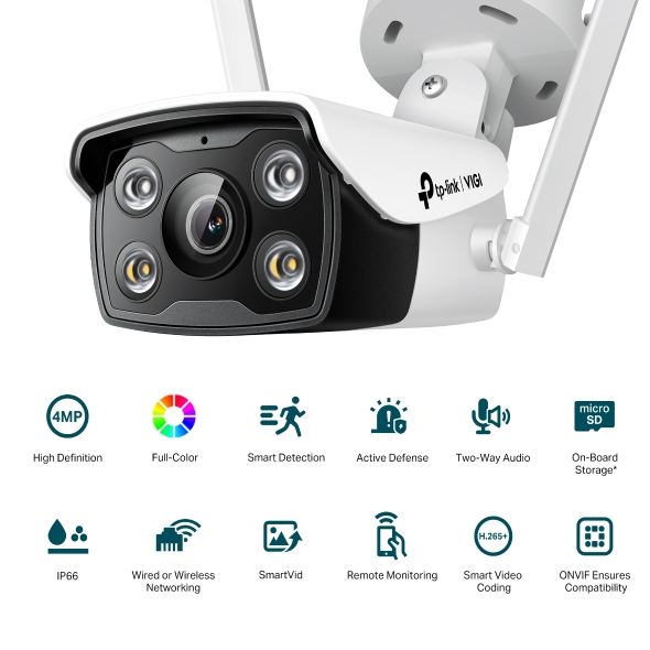 4MP външна пълноцветна Wi-Fi Bullet мрежова камера TP-Link VIGI C340-W-photo 4