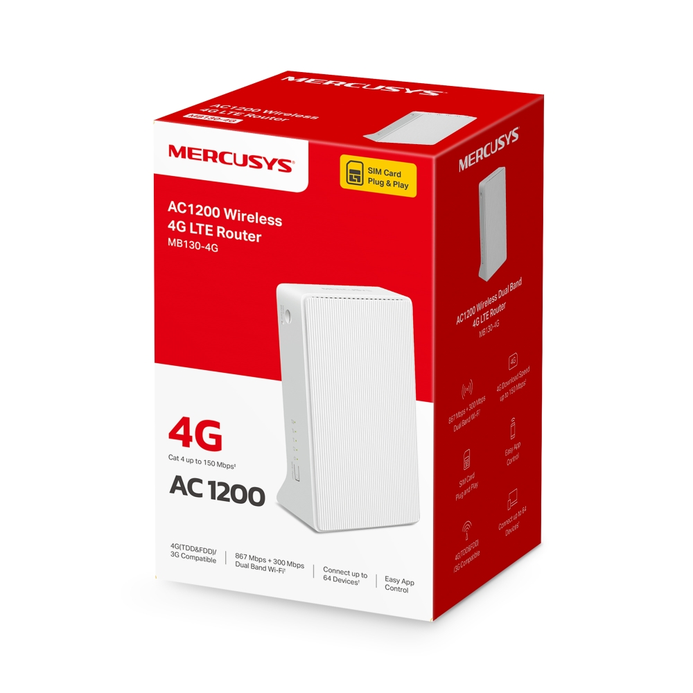 Безжичен Dual Band 4G LTE Рутер Mercusys MB130-4G AC1200-photo 6