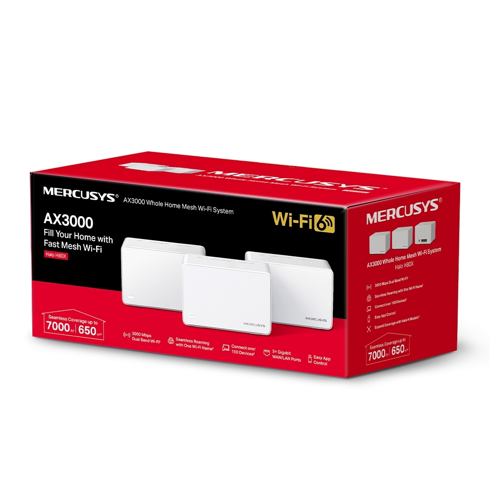 Безжична Wi-Fi Mesh система Mercusys Halo H80X 3-pack AX3000-photo 4