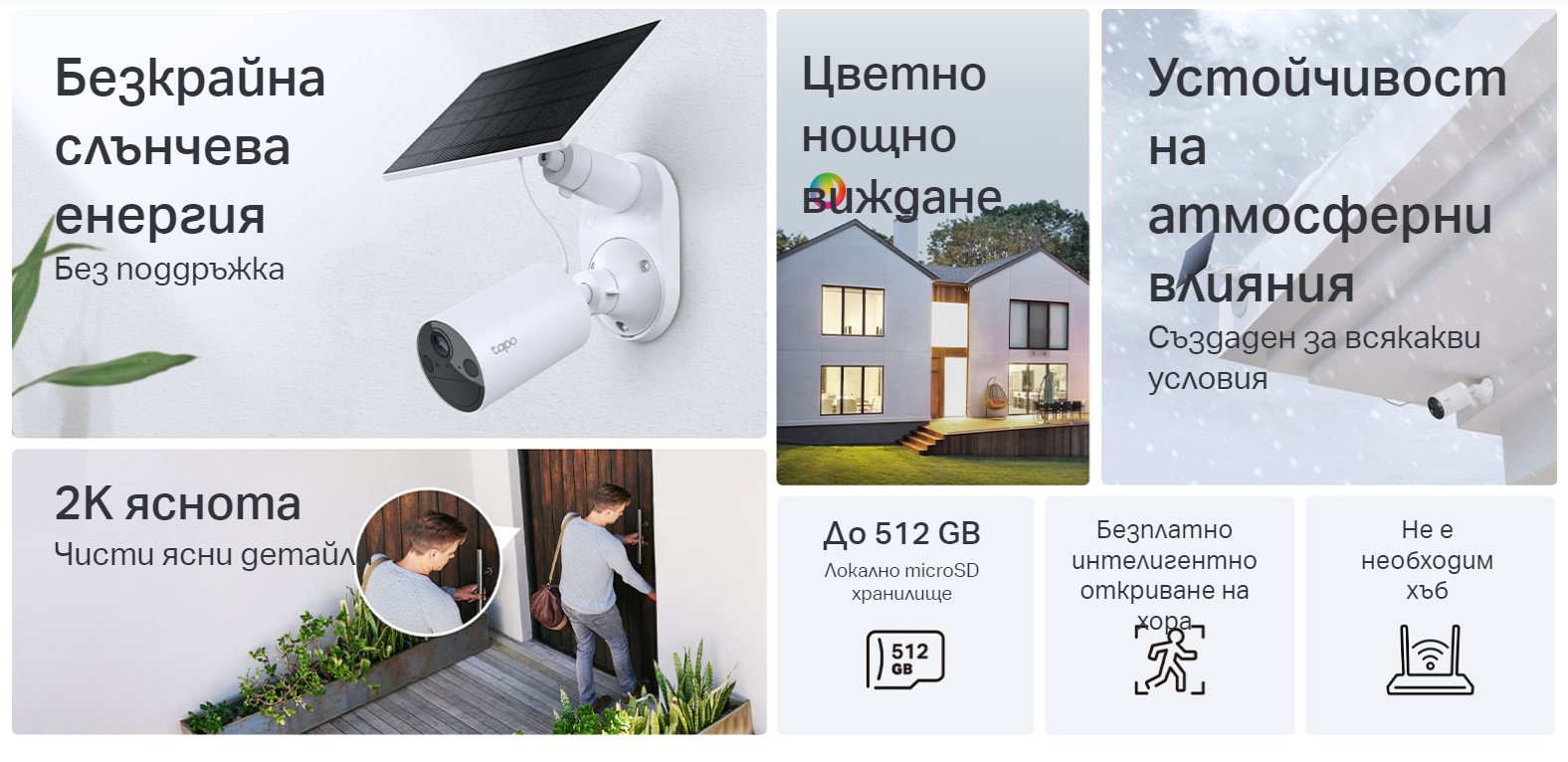 Комплект интелигентна безжична охранителна камера със слънчев панел TP-Link Tapo C410 KIT-photo 5