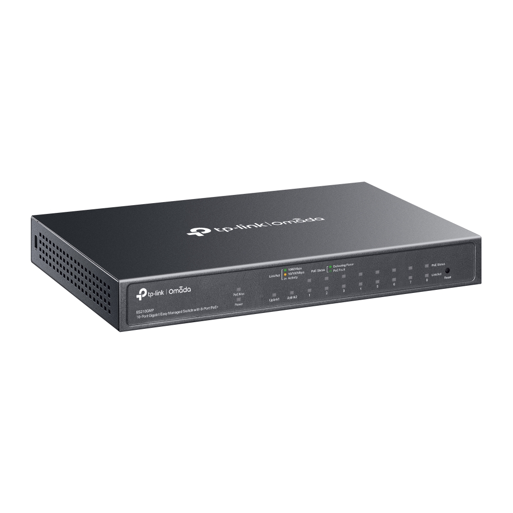 10-портов комутатор TP-Link Omada ES210GMP Gigabit Easy Managed Switch с 8 PoE+ порта-photo 2