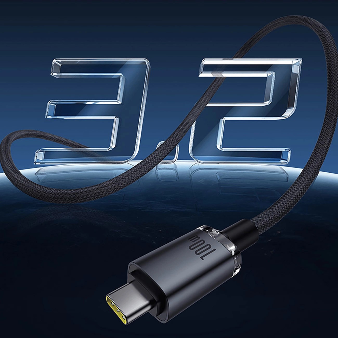 Кабел Baseus Crystal Shine P10318204111-00 USB3.2 USB-C към USB-C Display Cable 100W 1.5м 20Gb - черен-photo 4