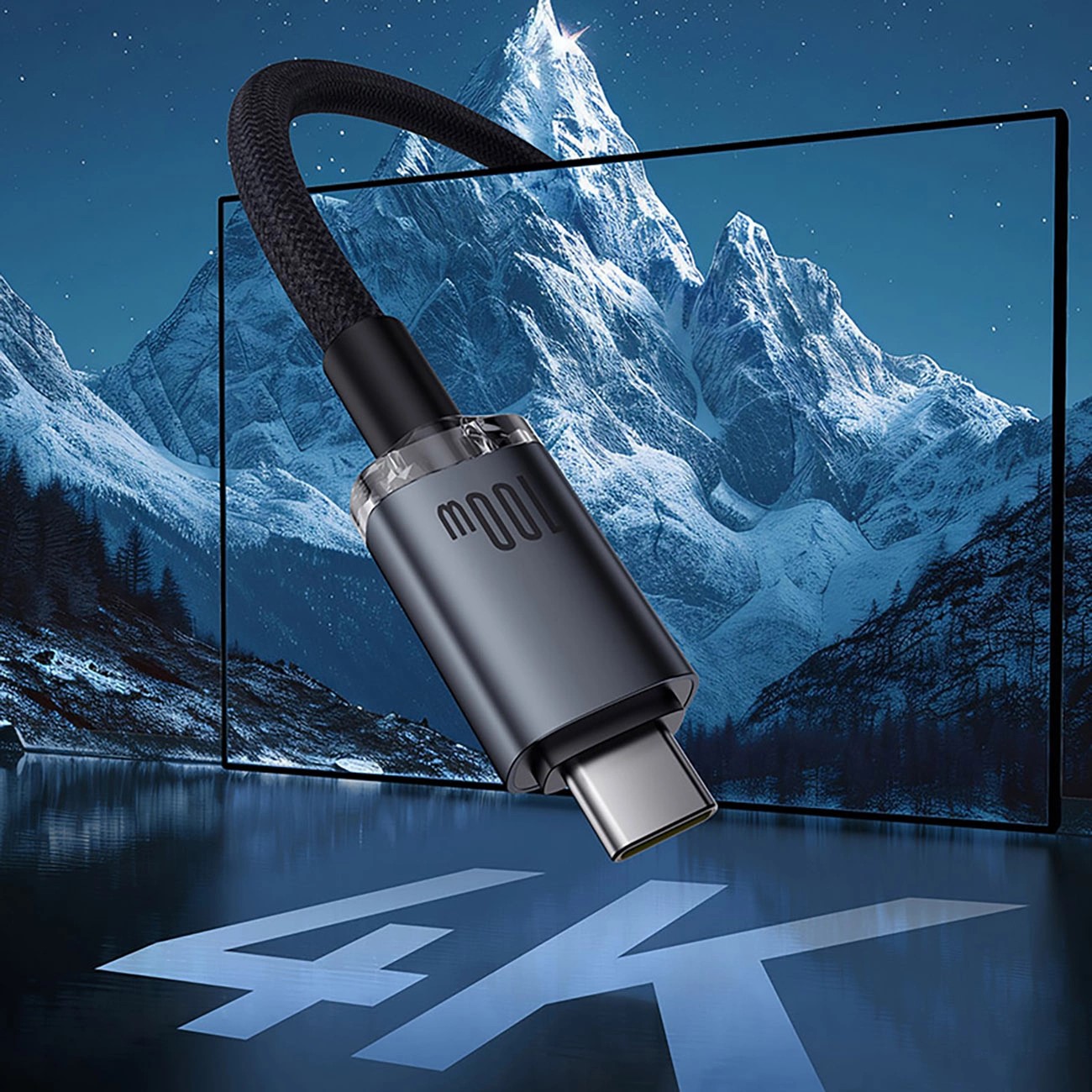 Кабел Baseus Crystal Shine P10318204111-00 USB3.2 USB-C към USB-C Display Cable 100W 1.5м 20Gb - черен-photo 5