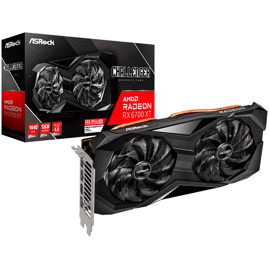 Asrock AMD Radeon RX6700XT Challenger D 12G, GDDR6 192 bit, 1xHDMI, 3xDP 1.4, power 2x8 pin, recomended PSU 650W.