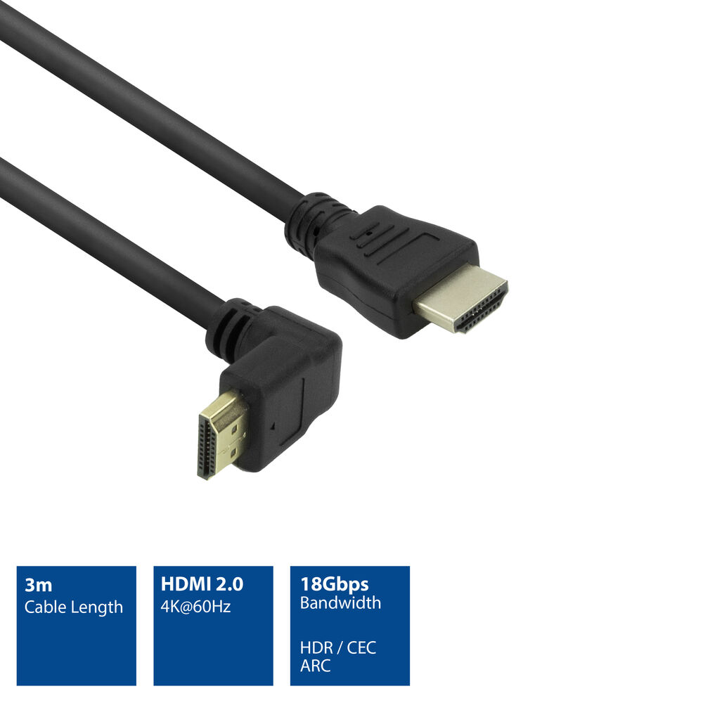 ACT HDMI M/M кабел с един ъглов конектор, 3.0M-photo 1