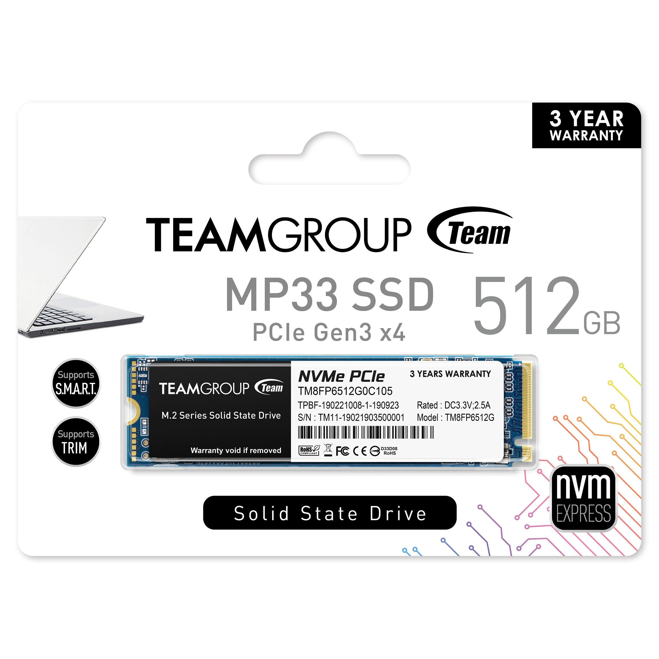 SSD Team Group MP33, M.2 2280 512GB PCI-e 3.0 x4 NVMe - TM8FP6512G0C101-photo 1