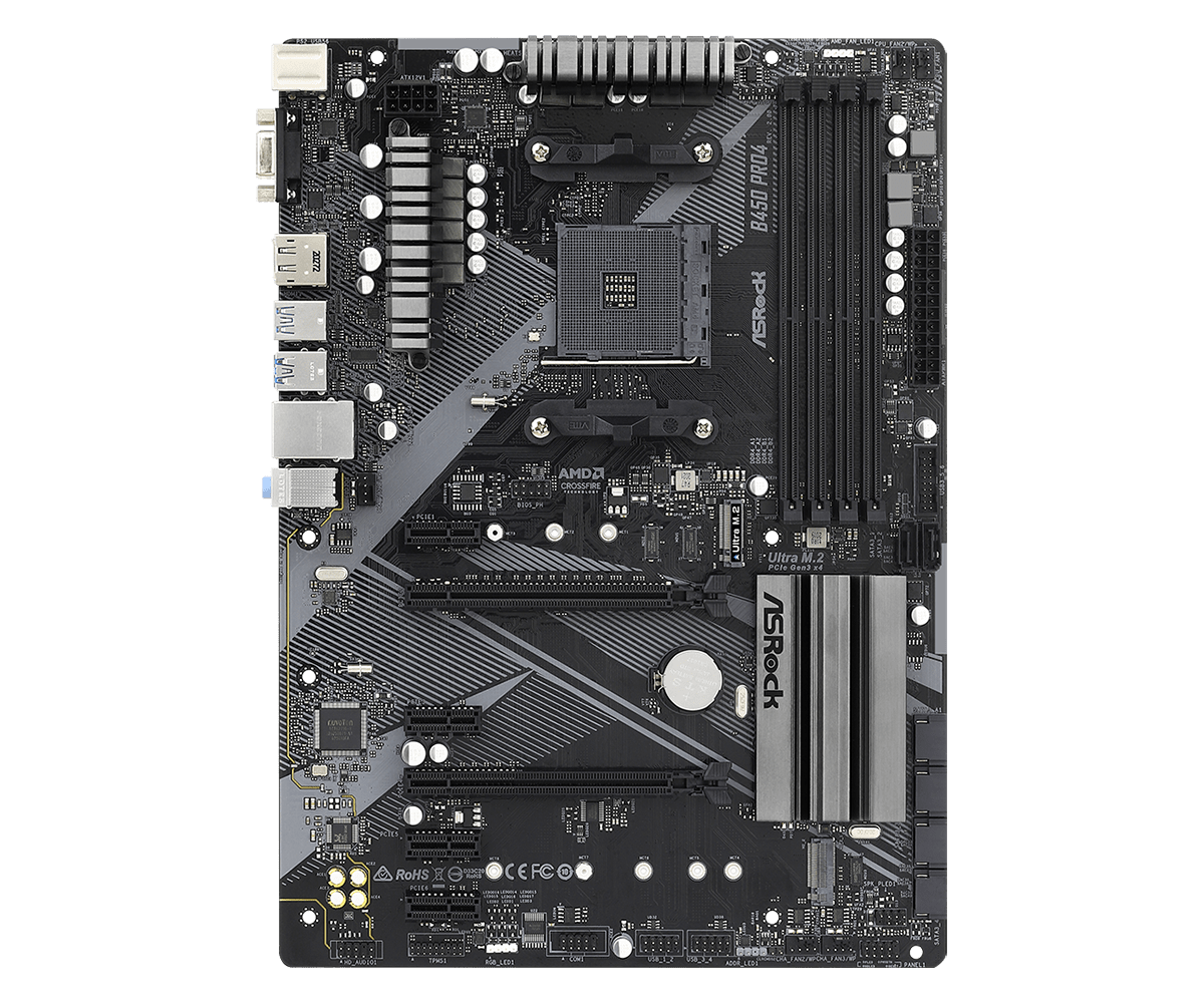 Дънна платка ASROCK B450 PRO4 R2.0 /AM4 - 64687-photo 1
