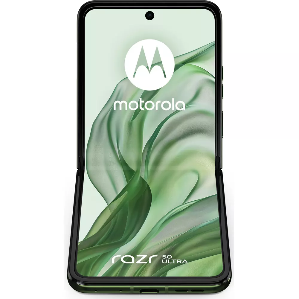 Motorola Razr 50 Ultra (зелен), поддържа 2 SIM карти, 6.9" (17.52cm) Foldable LTPO AMOLED 165Hz дисплей, осемядрен Snapdragon 8s Gen 3 3.0GHz, 12GB LPDDR5X, 512GB Flash памет, 50 + 50 & 32 Mpix камери, Android, 189g, PB1T0005PL-photo 2