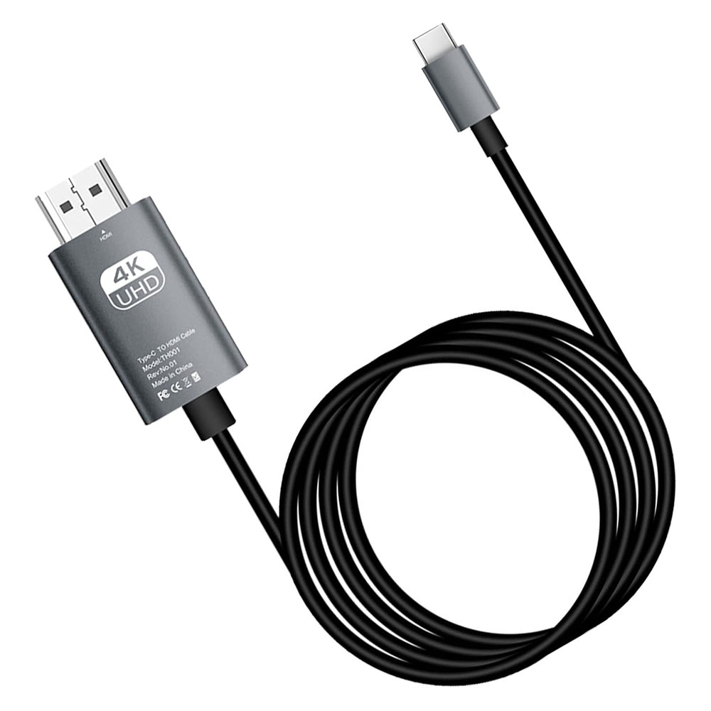 Кабел DeTech, USB-C – HDMI, 2.0m, 4K, 30Hz, Сив - 18392-photo 1