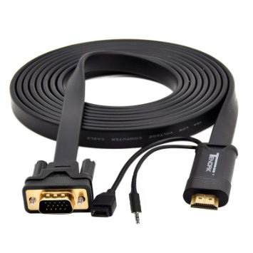 Кабел DeTech HDMI - VGA, 1.8m, Flat, с аудио кабел -18229-photo 1