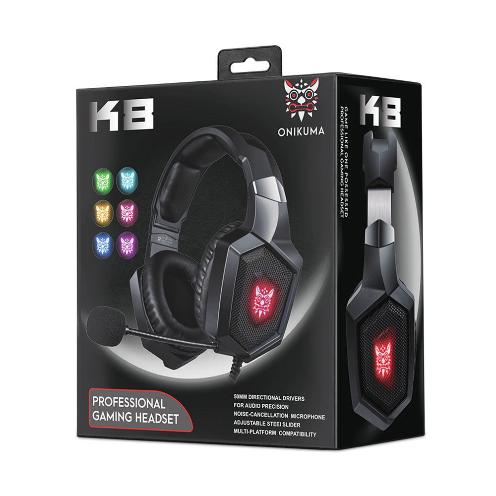 Слушалки Onikuma K8, За компютър, Микрофон, Подсветка, 3.5mm, USB, Черен - 20741-photo 5