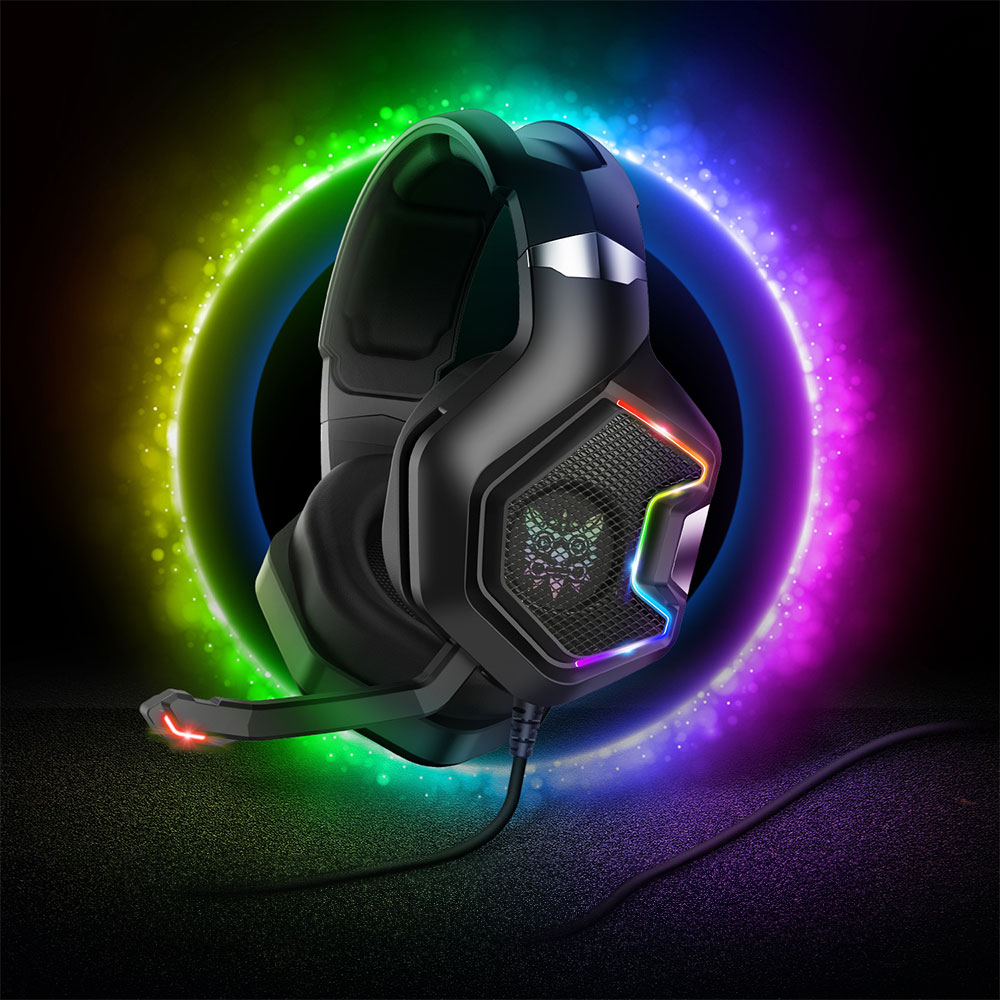 Слушалки Onikuma K10, За компютър, Микрофон, Подсветка, 3.5mm, USB, Черен - 20745-photo 4