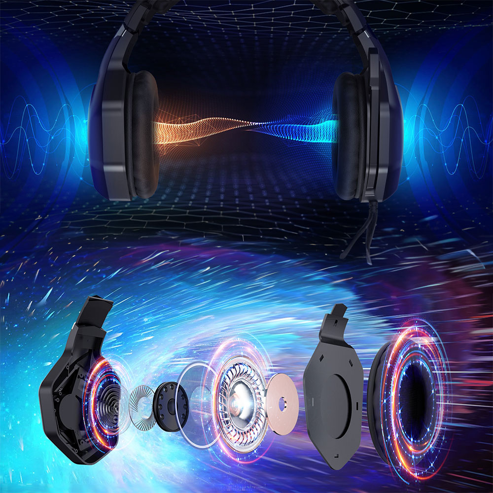 Слушалки Onikuma K10, За компютър, Микрофон, Подсветка, 3.5mm, USB, Черен - 20745-photo 5