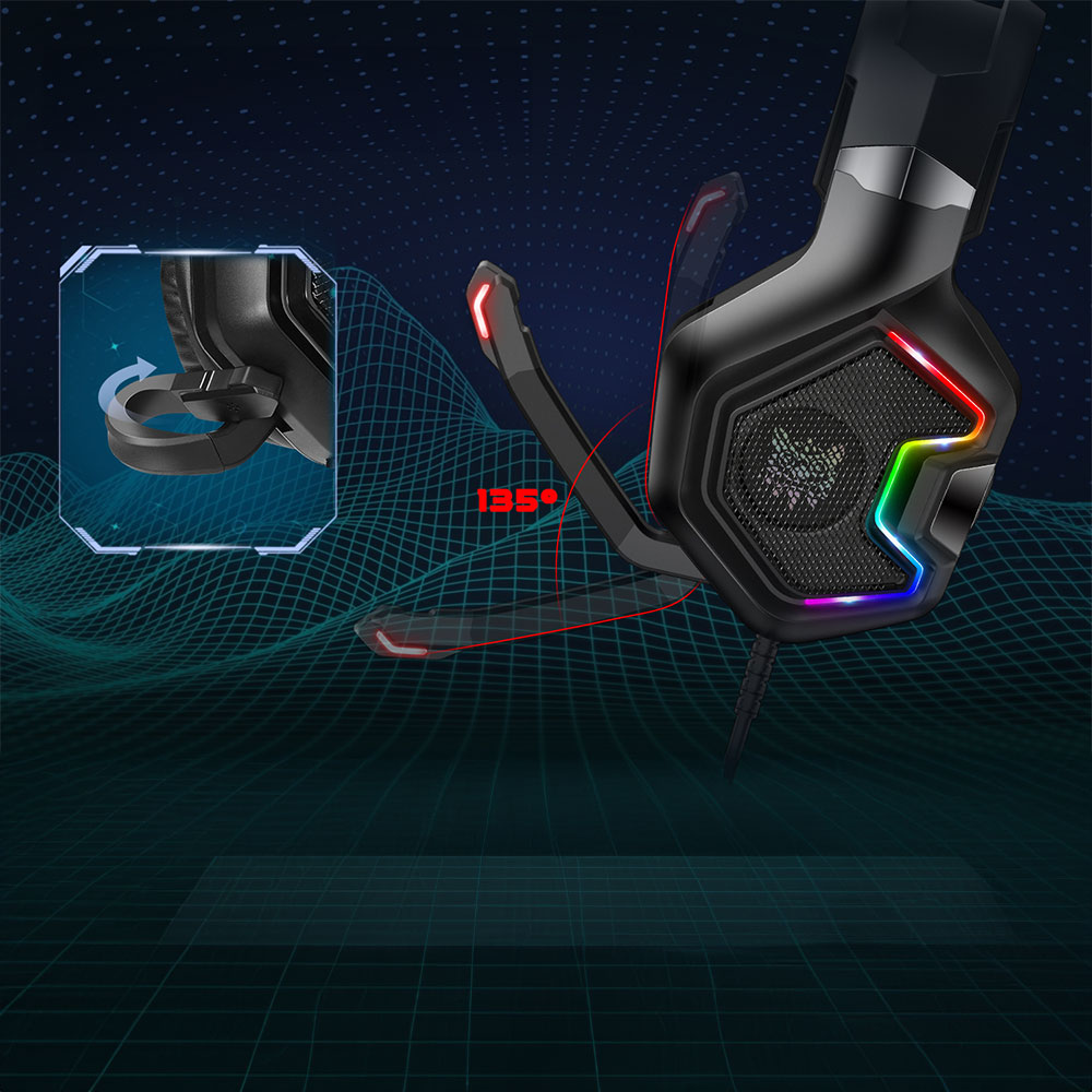 Слушалки Onikuma K10, За компютър, Микрофон, Подсветка, 3.5mm, USB, Черен - 20745-photo 6