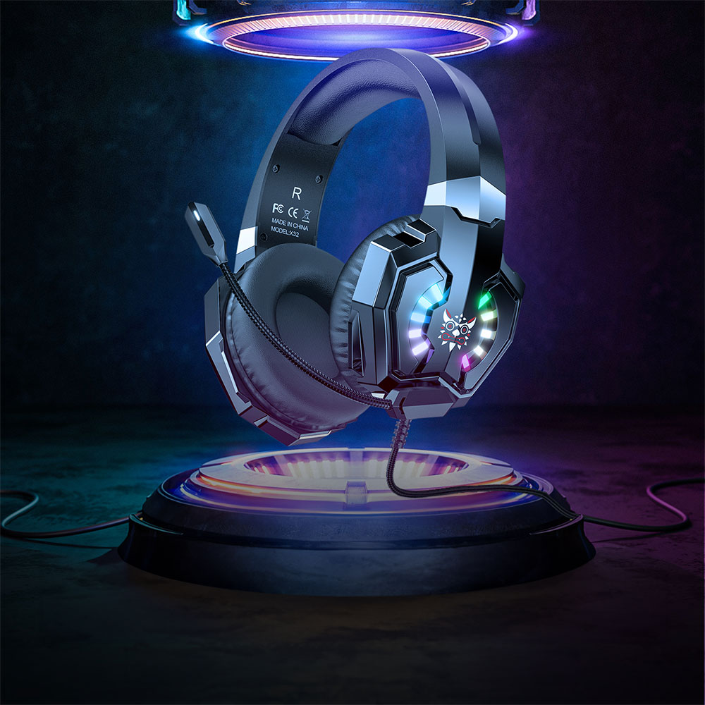 Слушалки Onikuma X32, За компютър, Микрофон, Подсветка, 3.5mm, USB, Черен - 20743-photo 2