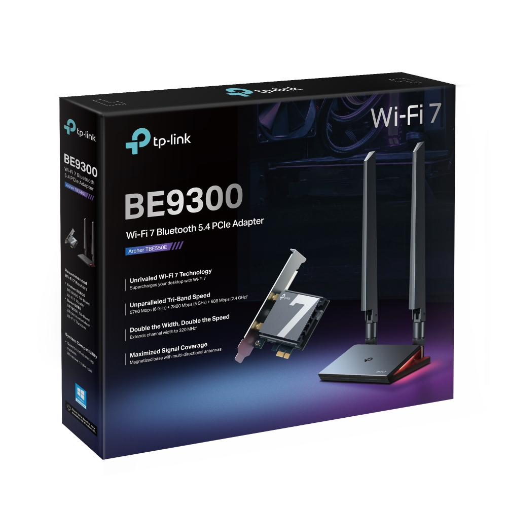 3-лентов Bluetooth 5.4 Wi-Fi 7 PCIe адаптер TP-Link Archer TBE550E BE9300-photo 3