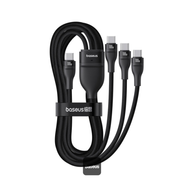Кабел Baseus Flash Series Type-C към 3x USB-C, 100W, 1.5м P10377503111-00 - черен-photo 1