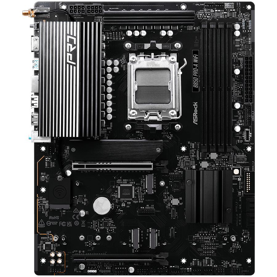 ASROCK Main board AMD B850 AM5, PCIe 5x16, 4x DDR5, 4x M.2, 2x SATA3 6Gb/s, 2.5Gb LAN, 802.11axe, 7.1 Ch audio, ATX-photo 1