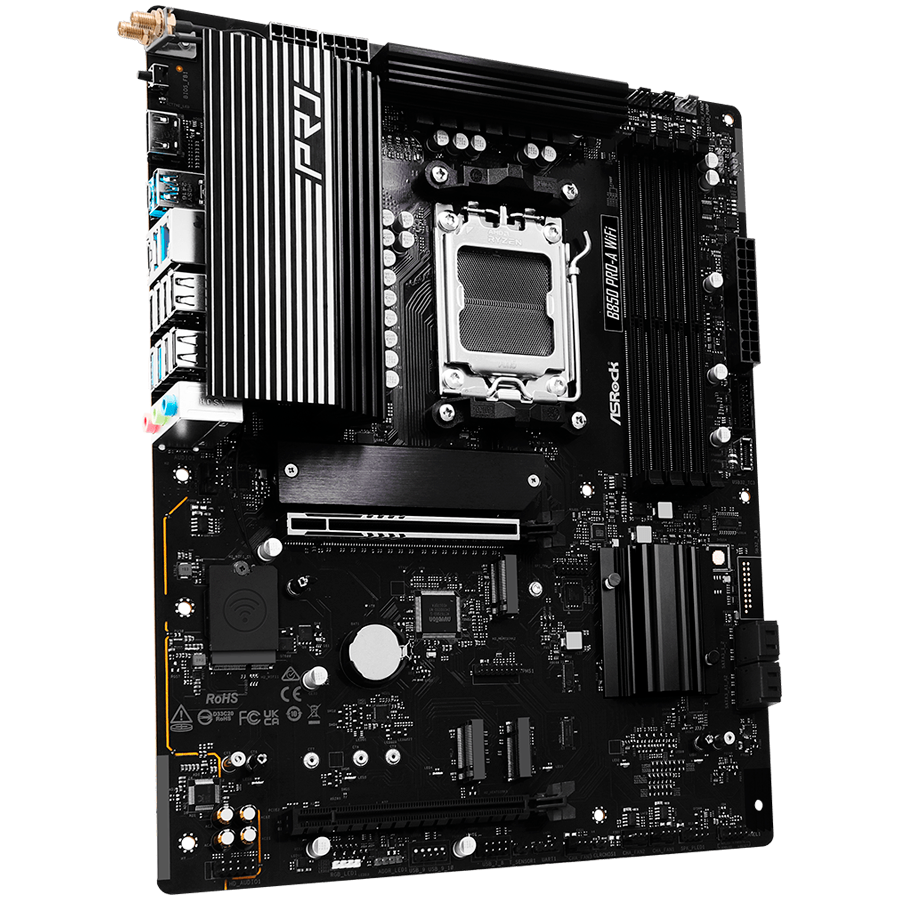 ASROCK Main board AMD B850 AM5, PCIe 5x16, 4x DDR5, 4x M.2, 2x SATA3 6Gb/s, 2.5Gb LAN, 802.11axe, 7.1 Ch audio, ATX-photo 2