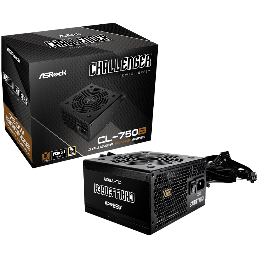 Захранване Asrock CL-750B, 750W, 80 Plus BRONZE, Non Modular PSU, 1x EPS 12V CPU(4+4pin) - CL-750B