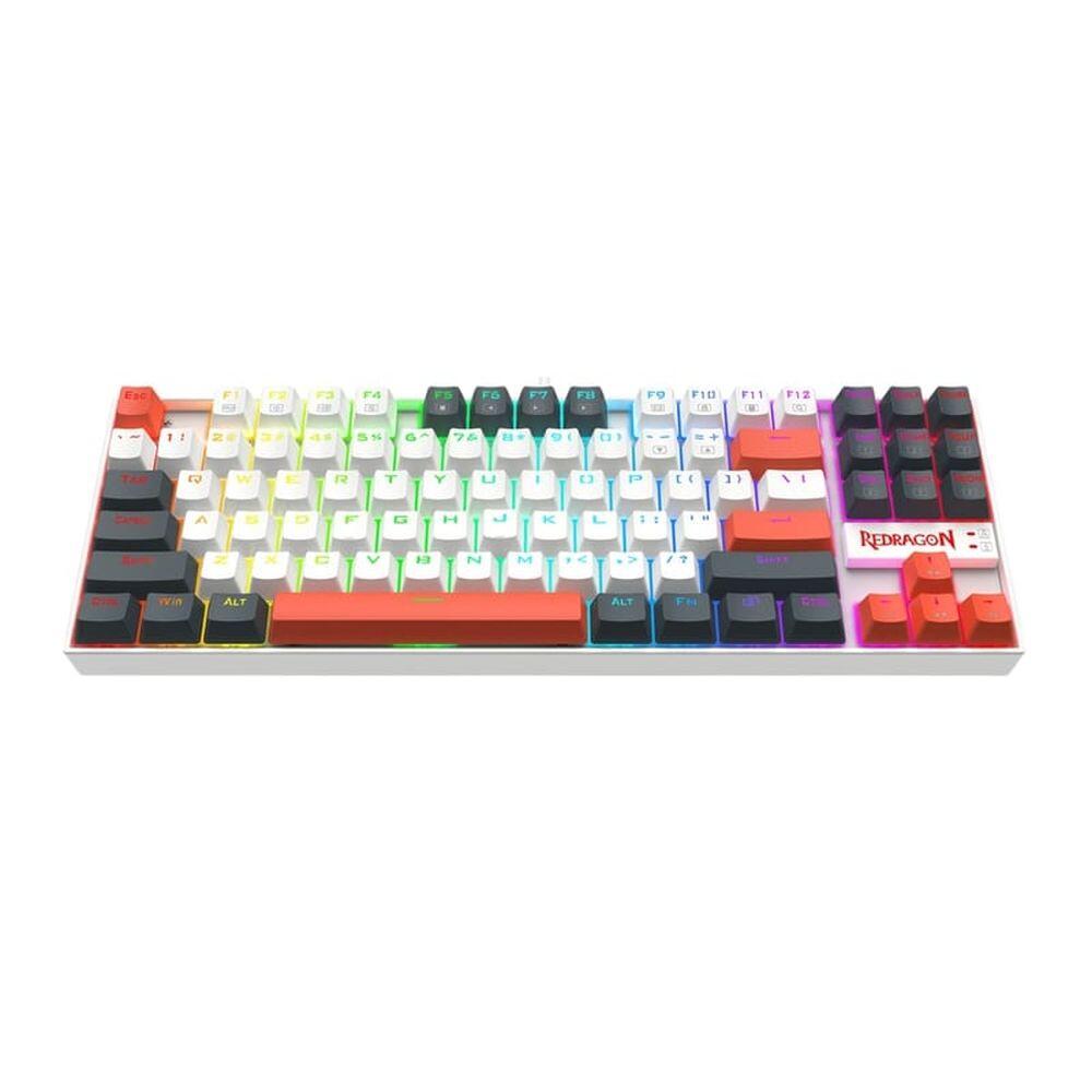 Механична геймърска клавиатура Redragon Kumara K552WLR-RGB – бяла със сиво и оранжево RGB осветление-photo 2