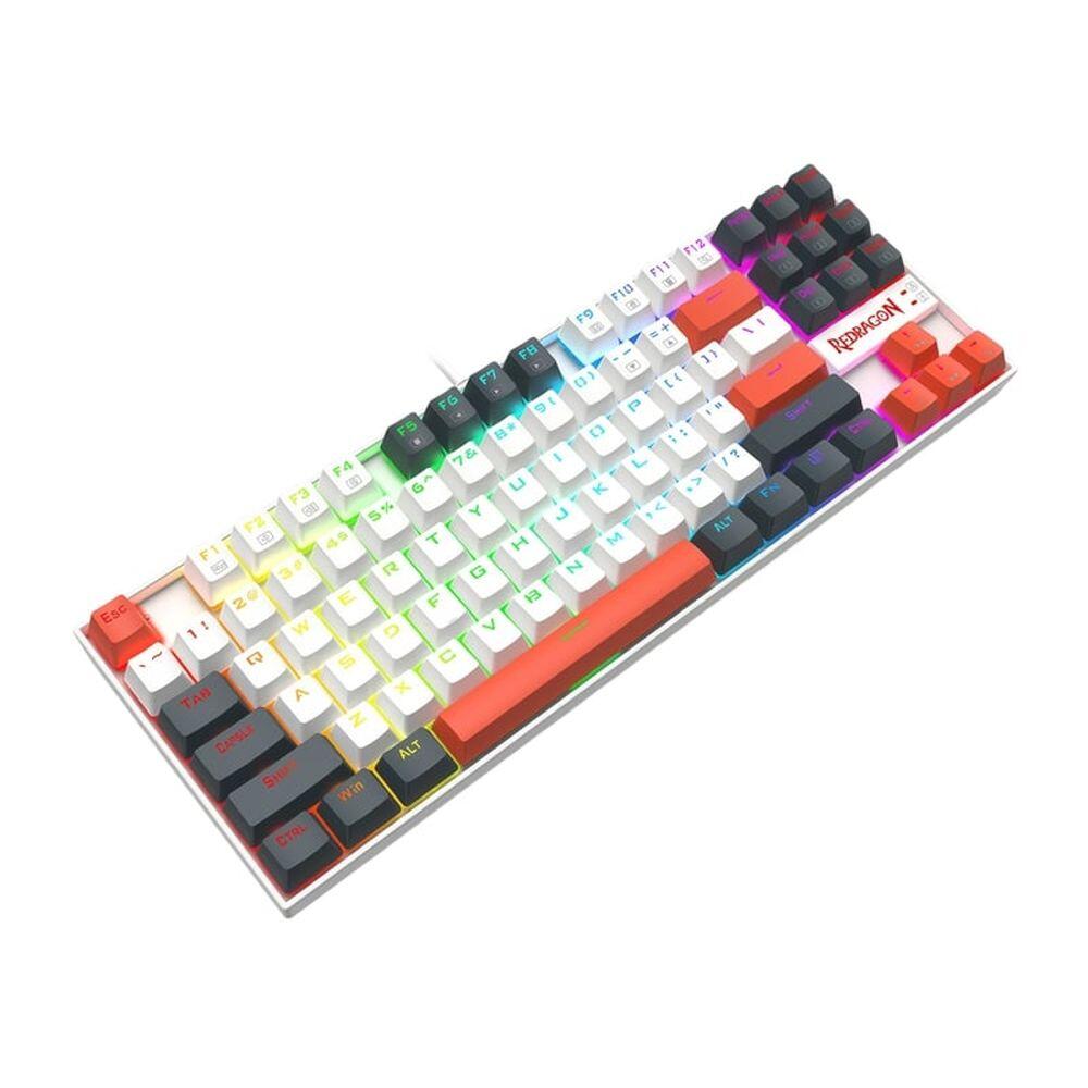 Механична геймърска клавиатура Redragon Kumara K552WLR-RGB – бяла със сиво и оранжево RGB осветление-photo 4