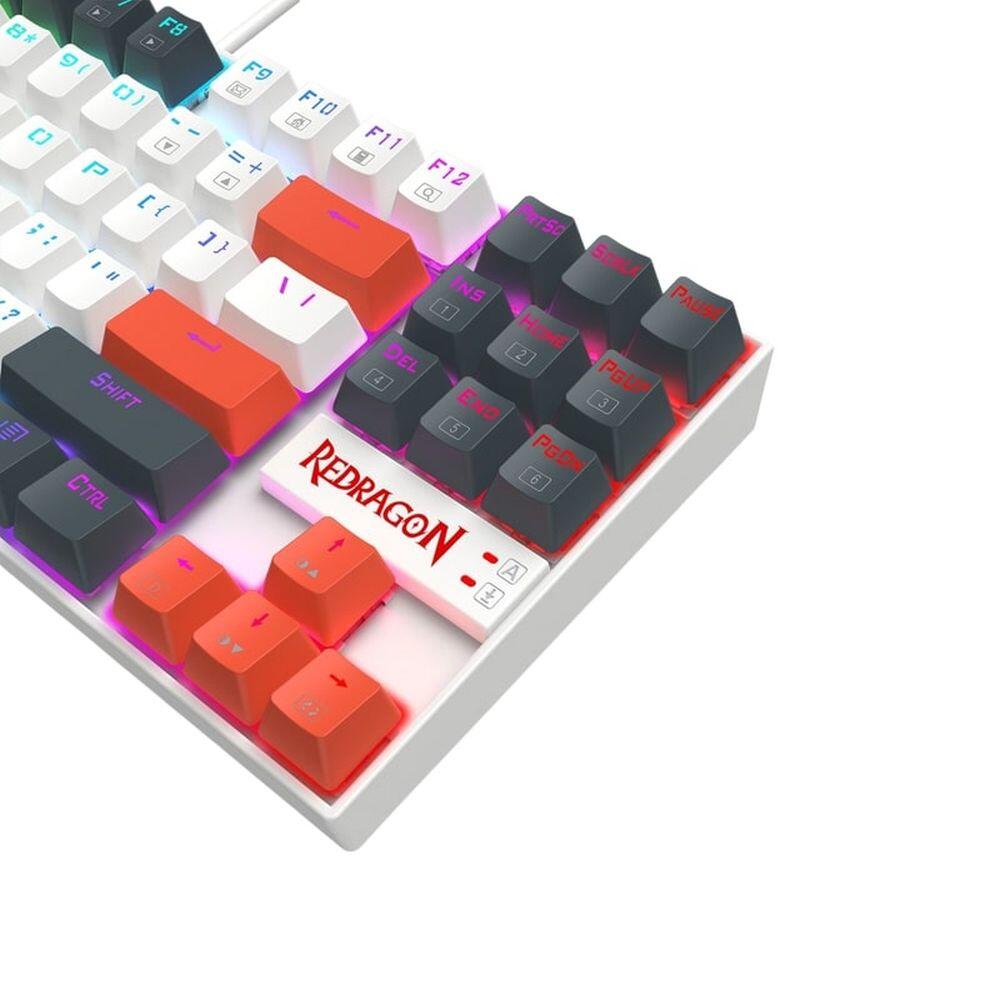 Механична геймърска клавиатура Redragon Kumara K552WLR-RGB – бяла със сиво и оранжево RGB осветление-photo 5