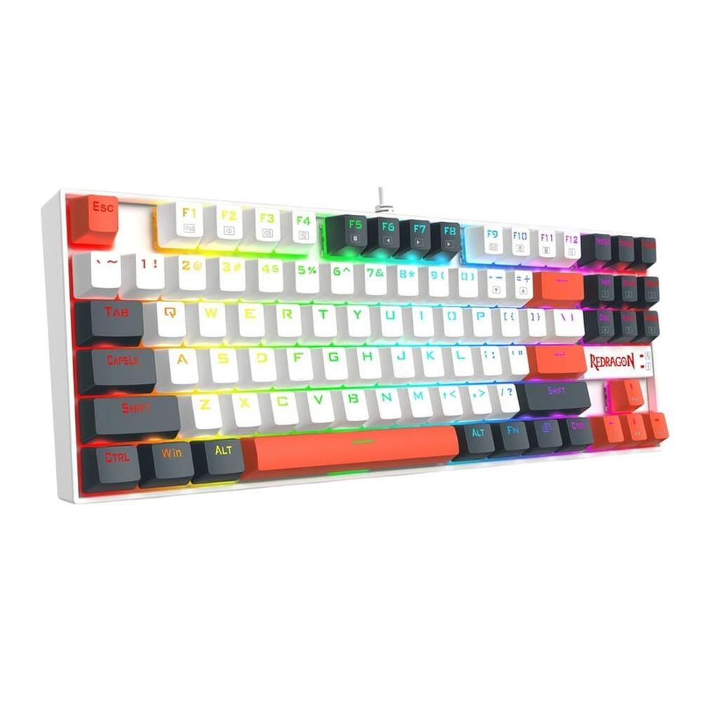 Механична геймърска клавиатура Redragon Kumara K552WLR-RGB – бяла със сиво и оранжево RGB осветление-photo 6