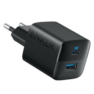 Anker 323 бързо мрежово зарядно устройство 33W, USB-C + USB-A, Черен
