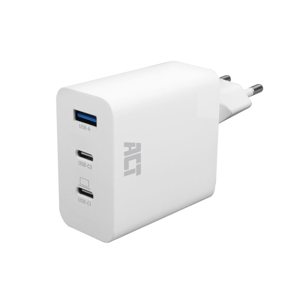 ACT AC2170 зарядно с Power Delivery PPS, GaNFast, QuickCharge – 3 порта, USB-C/USB-A, 65W