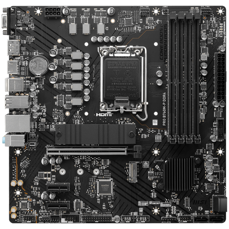 MSI PRO B760M-P DDR4, mATX, Socket 1700, Dual Channel DDR4 4800(OC)MHz, 1x PCIe x16 slots - PRO_B760M-P_DDR4-photo 1