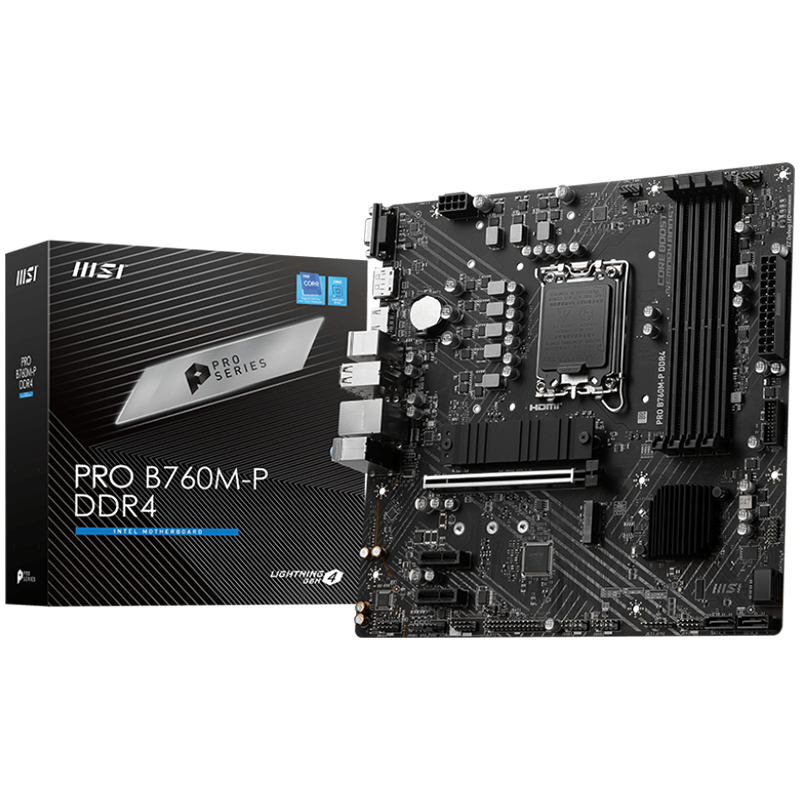 MSI PRO B760M-P DDR4, mATX, Socket 1700, Dual Channel DDR4 4800(OC)MHz, 1x PCIe x16 slots - PRO_B760M-P_DDR4