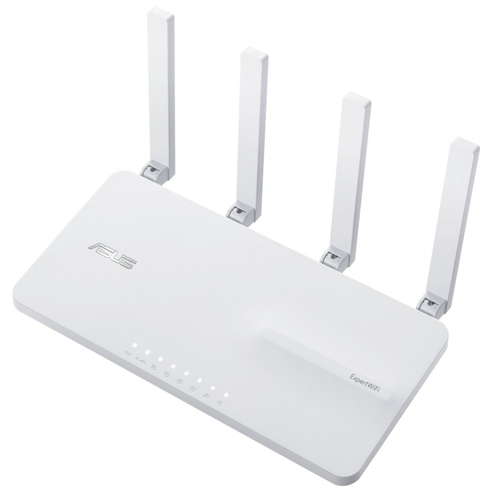 Рутер Asus ExpertWiFi EBR63, 3000Mbps, 2.4GHz(574 Mbps)/5GHz(2402 Mbps), Wireless AX, 3x LAN 100/1000, 1x WAN 100/1000, 4x външни антени, 90IG0870-MO3C00
