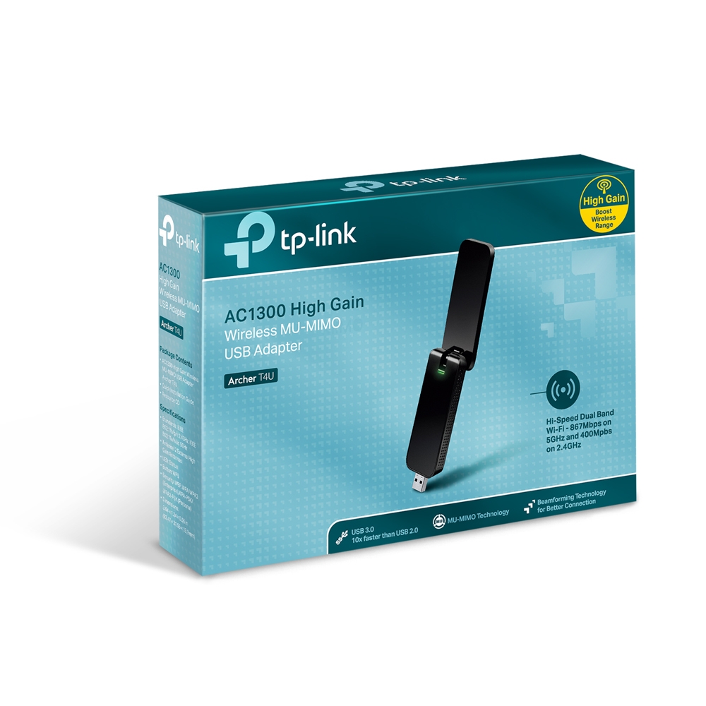 Безжичен Dual Band USB адаптер TP-LINK AC1300 Archer T4U-photo 1